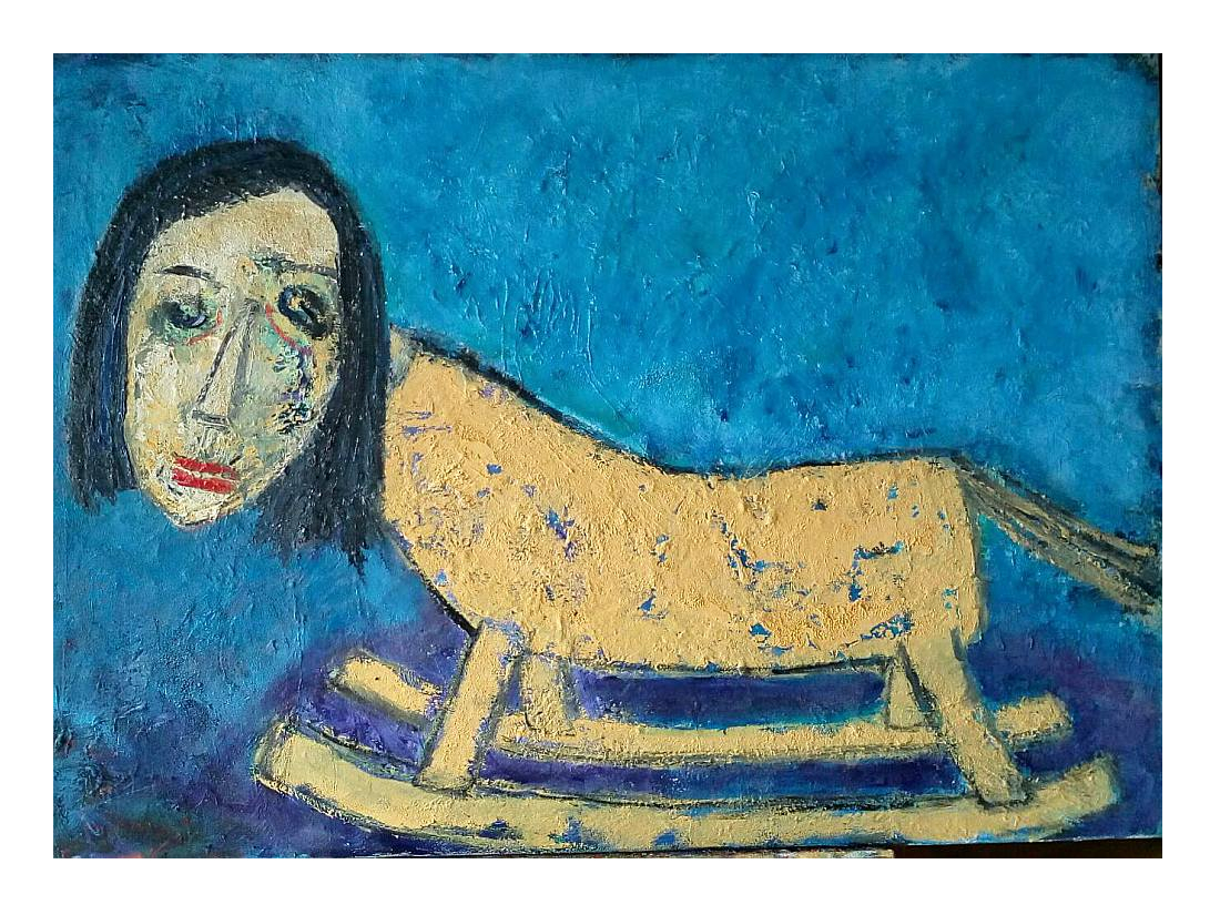 Tatjana Semane, "Izjādes ar zirgu", 2017. Audekls, eļļa, 70x100 cm.