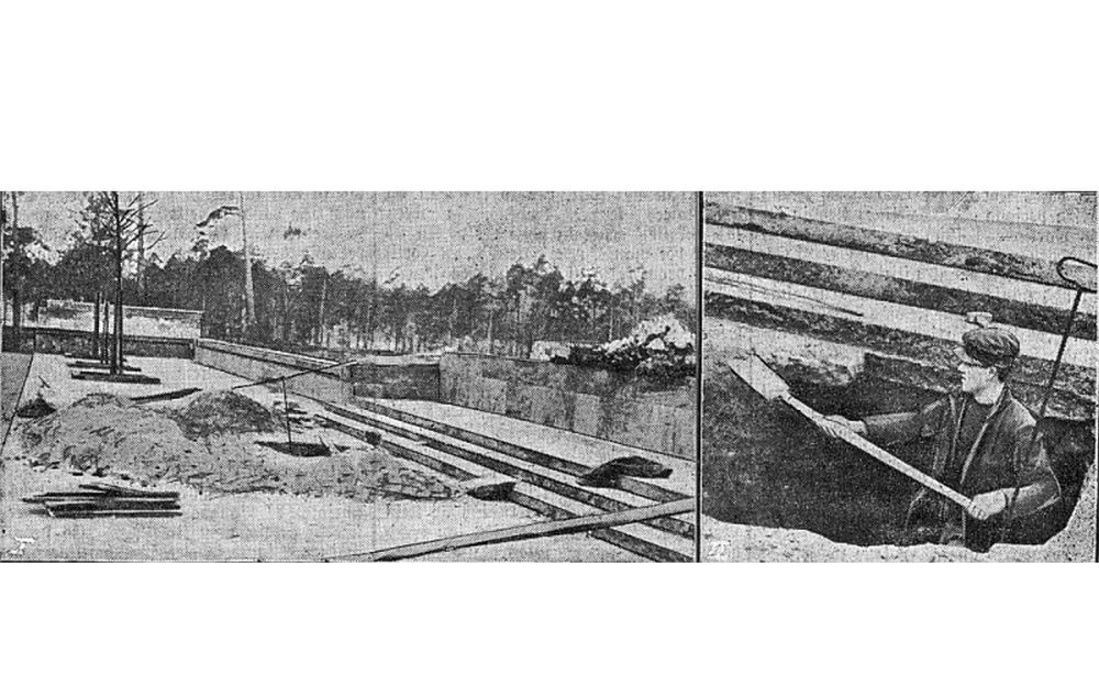 Brāļu kapu altārdaļas pamatu pārbaude 1933. gada rudenī.