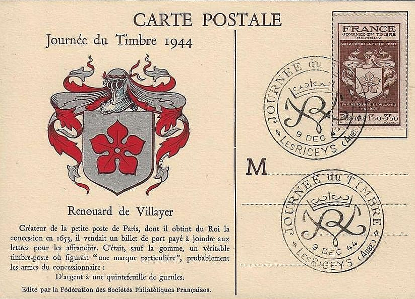 Žana Žaka Renuāra de Vilaijē pasta piemiņai 1944. gadā Francijā izdotā pastmarka un pastkarte.