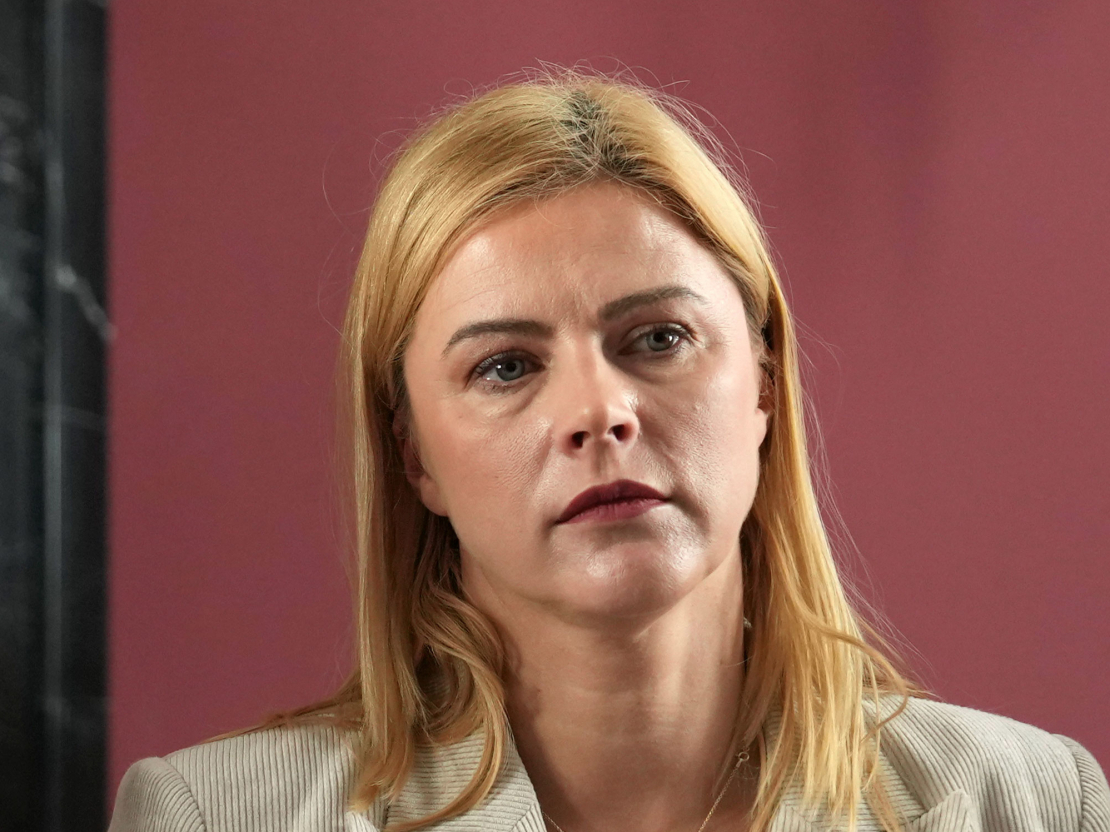 Evika Siliņa piedalās preses brīfingā pēc tikšanās ar partijas "Apvienotais saraksts" un Nacionālās apvienības "Visu Latvijai!" – "Tēvzemei un Brīvībai/LNNK" pārstāvjiem.