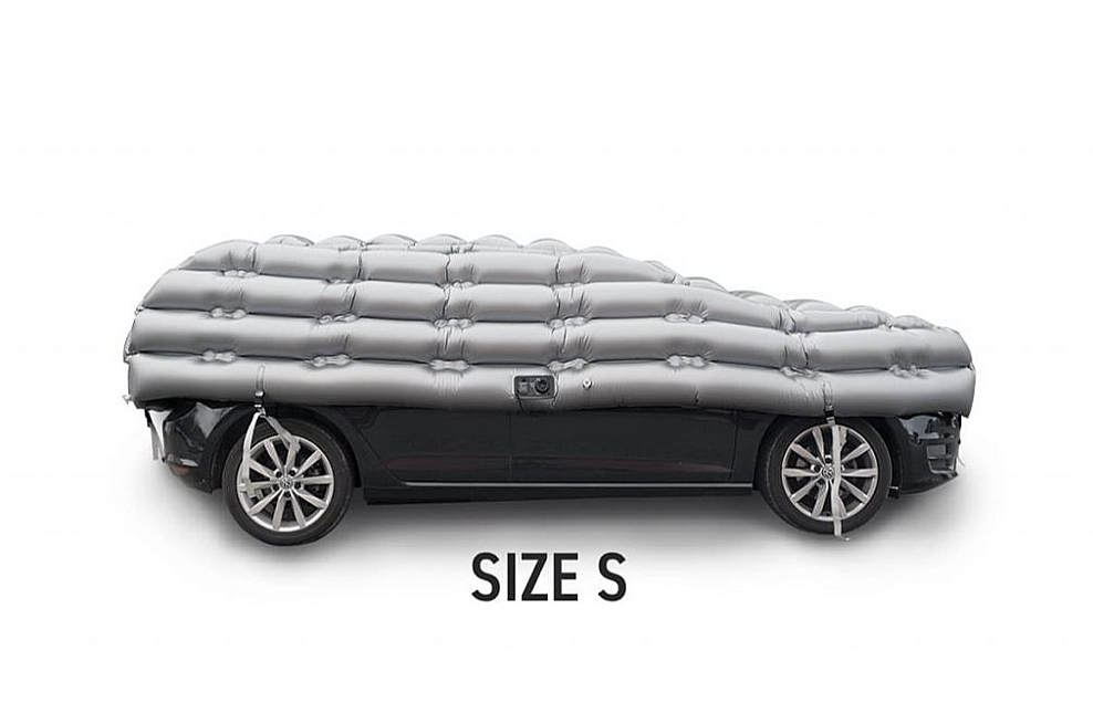 "Haisuit" superpārsegs, kas no krusas pasargās ļoti labi. Uzstādāms (ar kompresoru piepumpējams) dažās minūtēs.