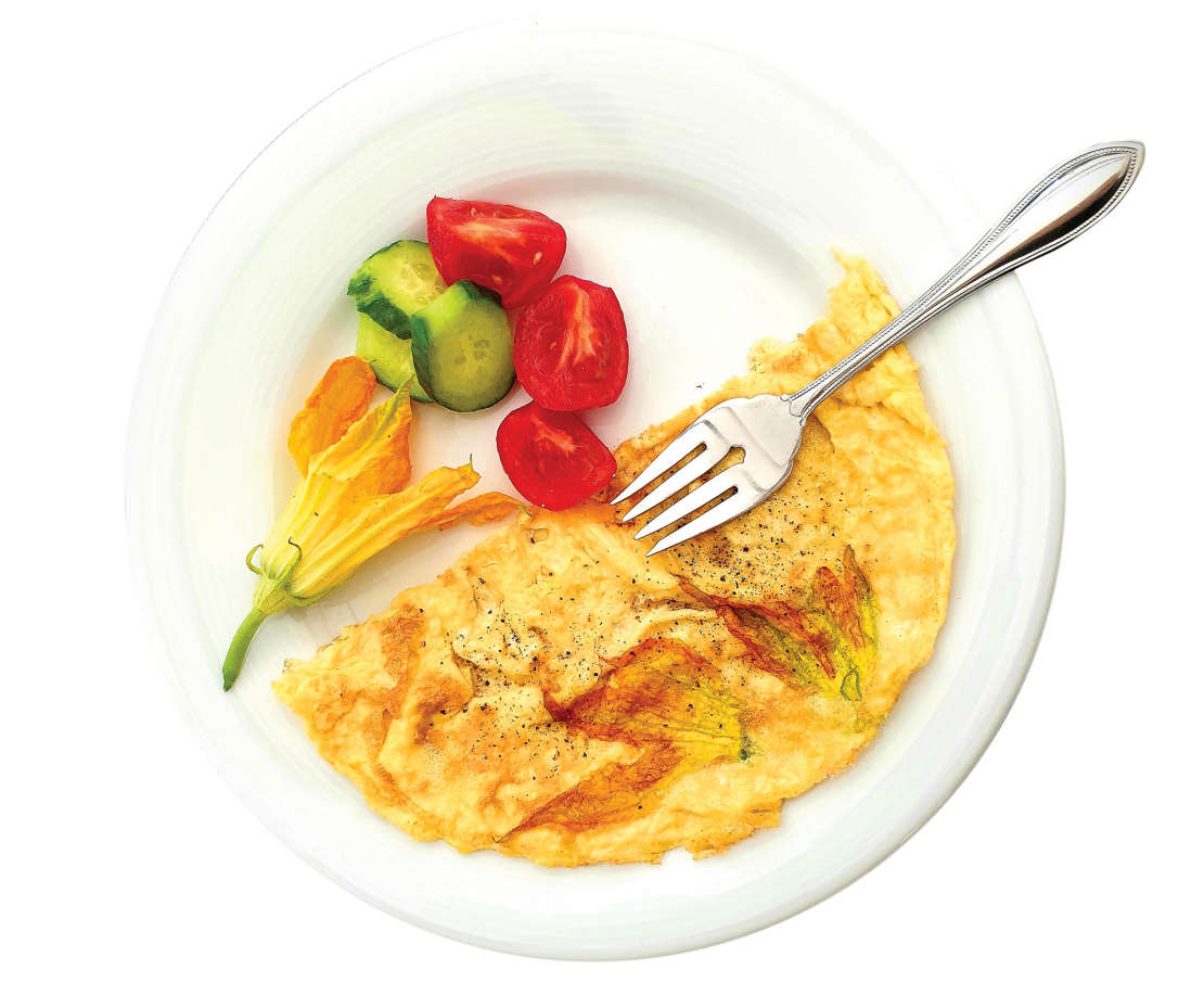 Cukīni ziedu omlete.