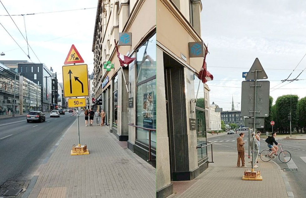 Dramatiskās dienas vakarā cietušās sievietes znots devies uz notikuma vietu, kur nofotografējis vainīgo ceļa zīmi. Tā nu bijusi piecelta un nostiprināta.