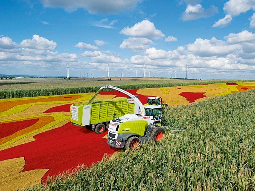 Iezīmēti lauki 'Claas telematic' platformā.
