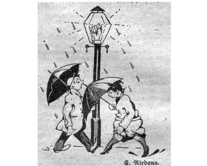 "Sikspārņa" karikatūra par Pārdaugavas ielu apgaismošanas kavēšanos.