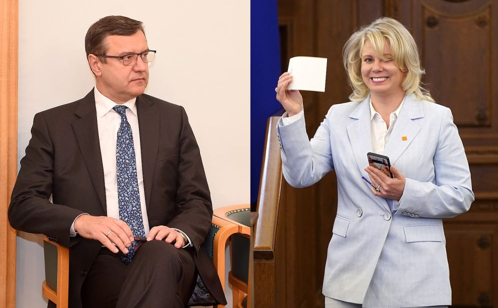 Saeimas deputāti Jānis Reirs un Viktorija Pleškāne.