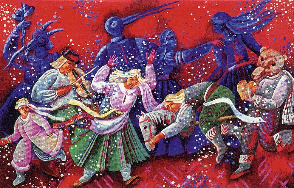 Lilita Postaža (1941–2011). "Ķekatas". 1981. Vilna, lini, gobelēna tehnika. Dekoratīvās mākslas un dizaina muzeja kolekcija.