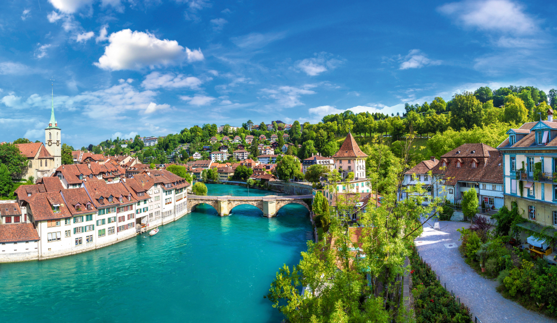 Panorāmas skats uz Berni Šveicē.