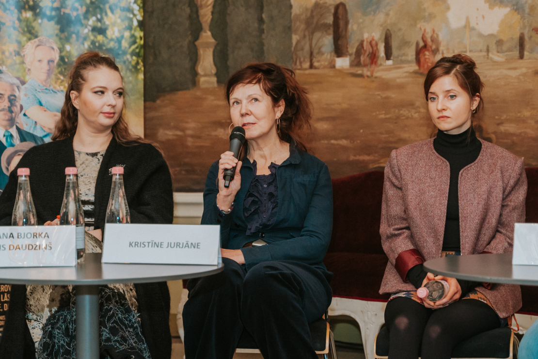 Daudzsēriju filmas "Pansija pilī" preses konference,