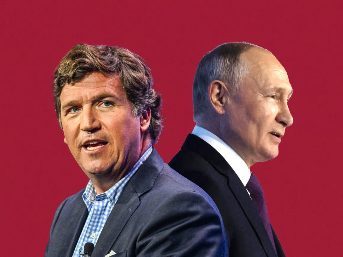 Vladimirs Putins un Takers Karlsons.