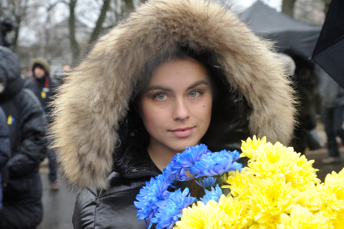 Ukrainas atbalsta mītiņš pie Brīvības pieminekļa.
