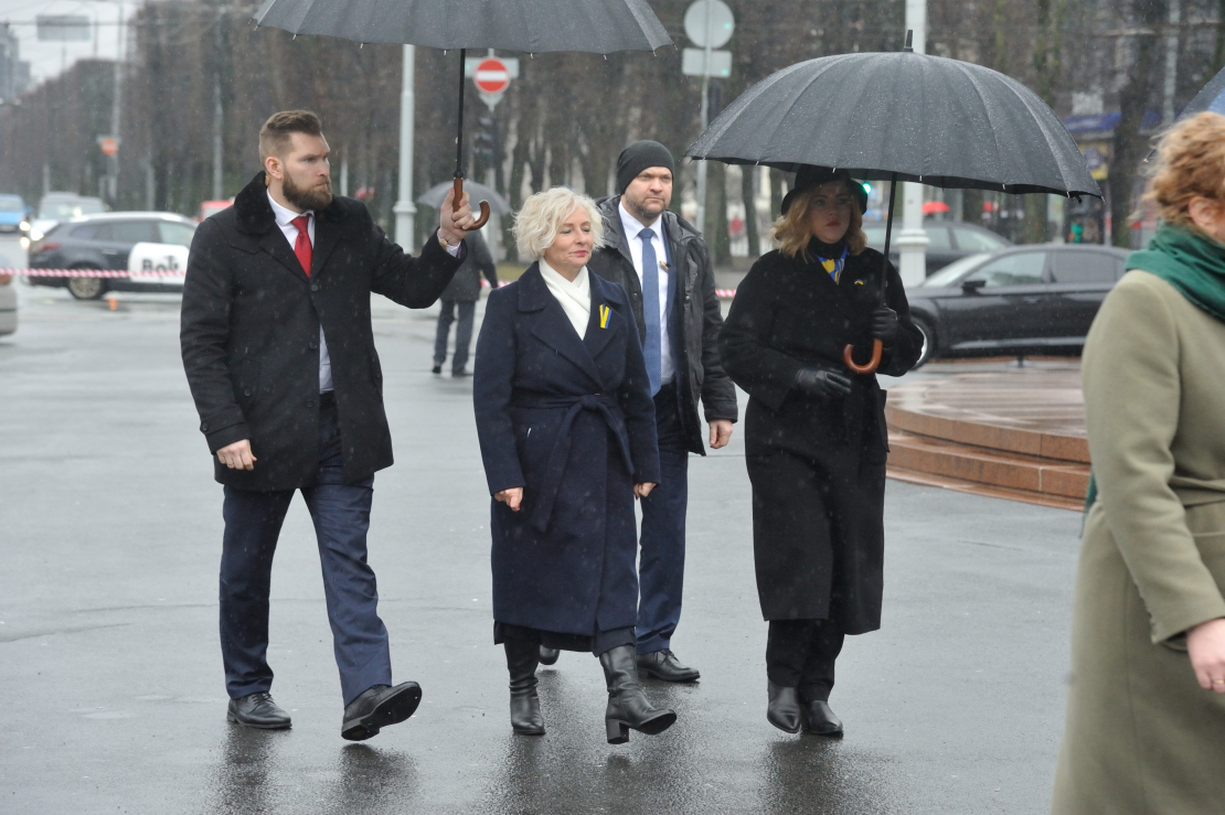 Ukrainas atbalsta mītiņš pie Brīvības pieminekļa.