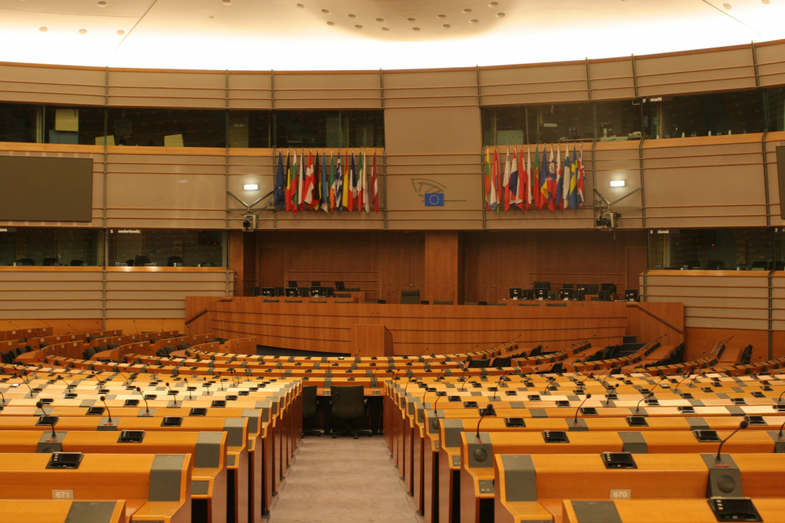 Eiroparlamenta zāle. Brisele.