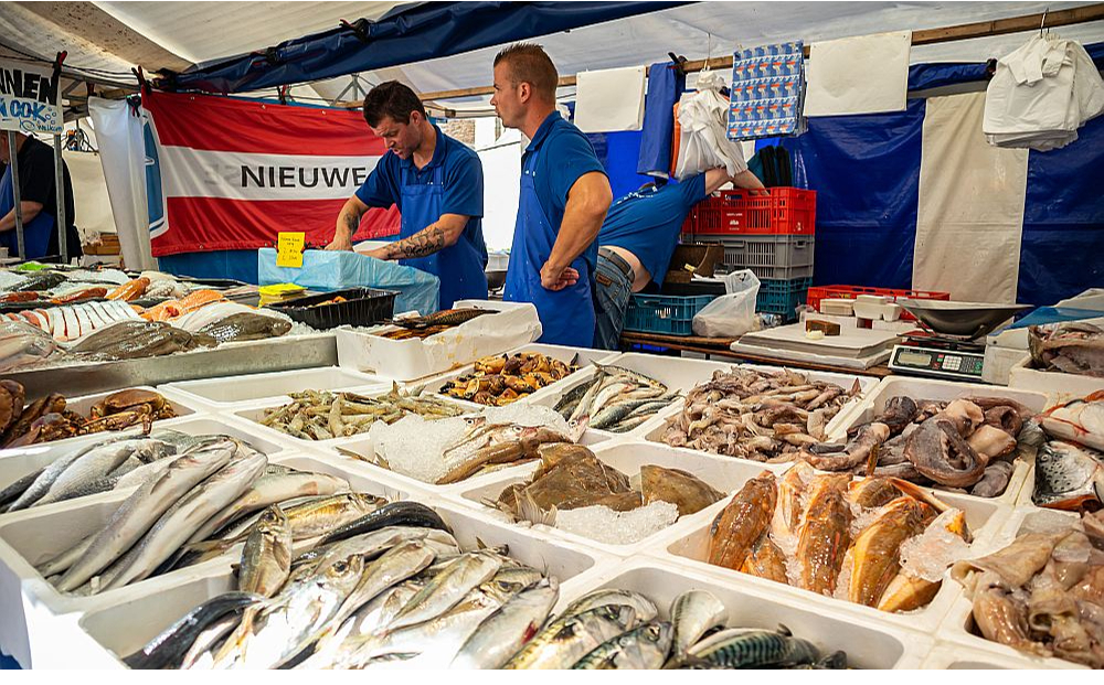 Roterdamas zivju tirgū nopērkamas visdažādākās zivis no visas pasaules un pircēji pat nenojauš, ka liela daļa no tām nāk no Krievijas.