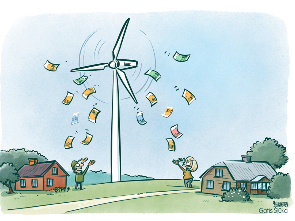 Valdības pārstāvji un vēja parku attīstītāji sola kompensāciju par sagādātajām neērtībām.