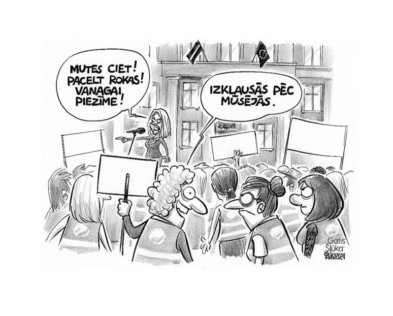 Zīmē Gatis Šļūka. Mutes ciet! Pacelt rokas!