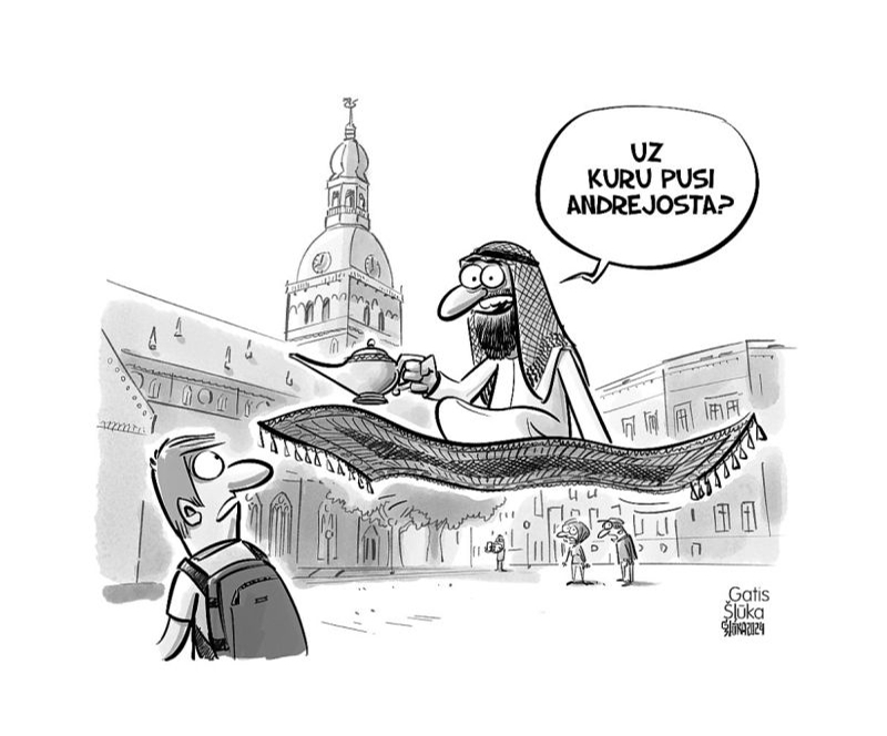 Zīmē Gatis Šļūka. Uz kuru pusi Andrejosta?
