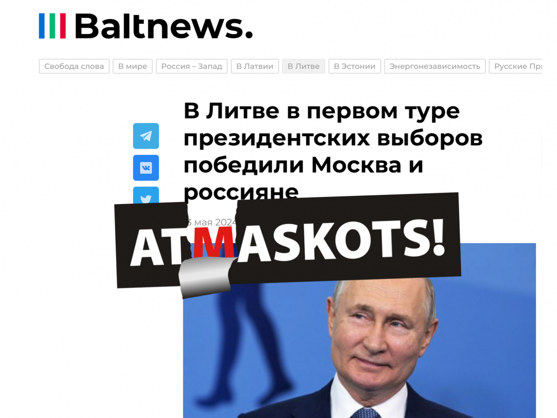 "Lietuvā pirmajā vēlēšanu kārtā uzvarējusi Maskava un krievi," apgalvo Kremļa propagandas portāls "Baltnews".