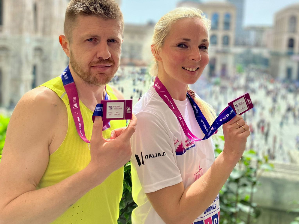 Liepājnieki Linda un Nauris finišējuši Milānas maratonā