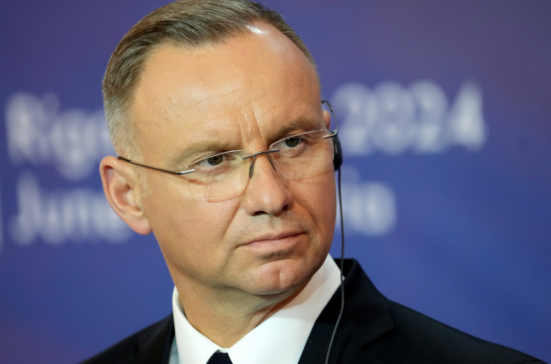 Andžejs Duda (Andžejs Duda) piedalās NATO Austrumu flanga valstu samita preses konferencē Rīgas pilī.