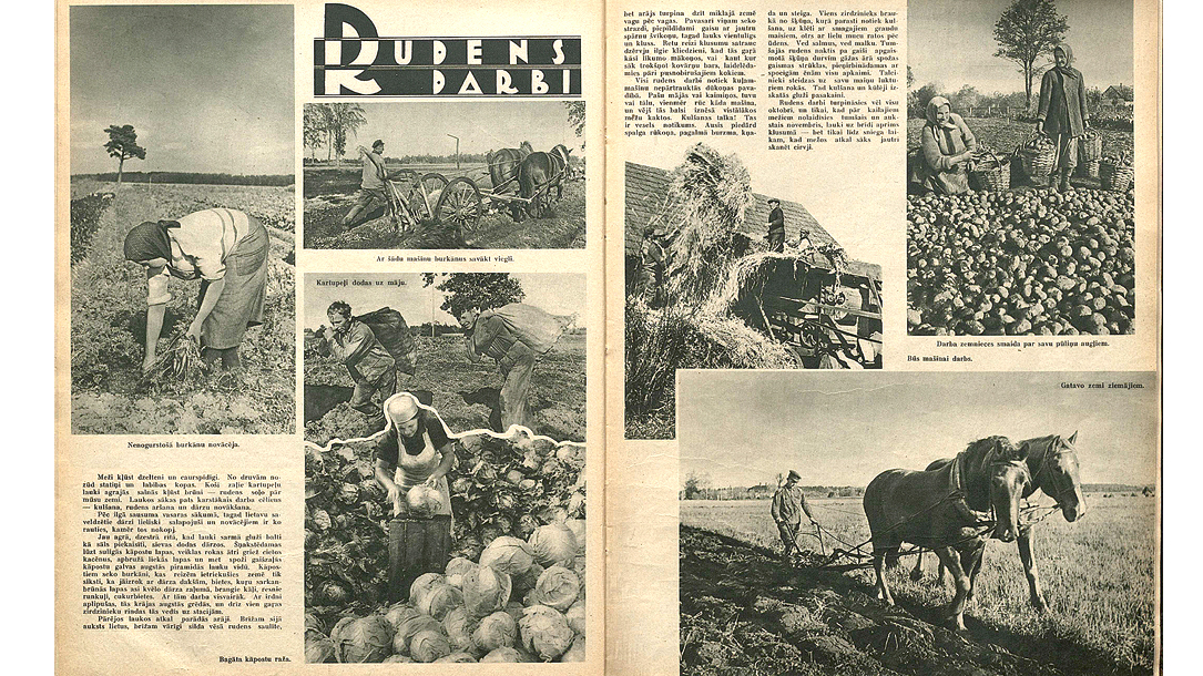 Rudens darbi. Attēls no žurnāla "Atpūta", 1940. gada 27. septembris.