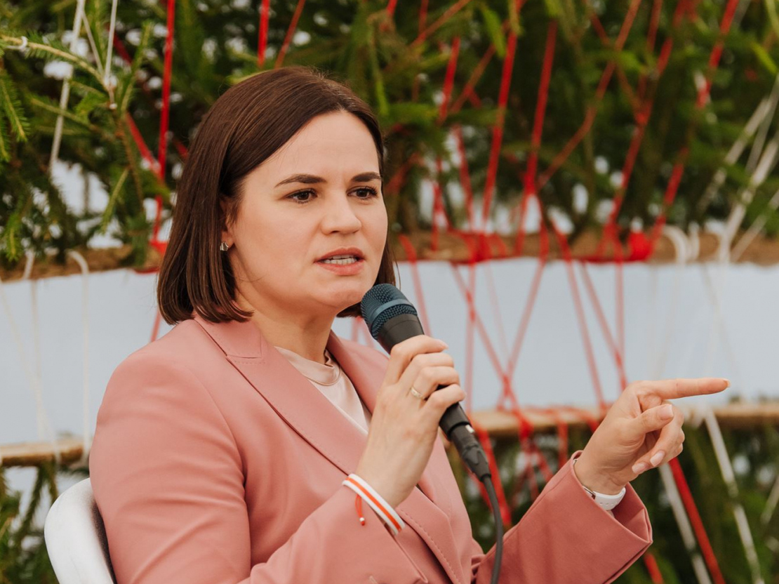 Baltkrievijas demokrātiskās opozīcijas līdere Svjatlana Cihanouska sarunu festivālā "Lampa". 