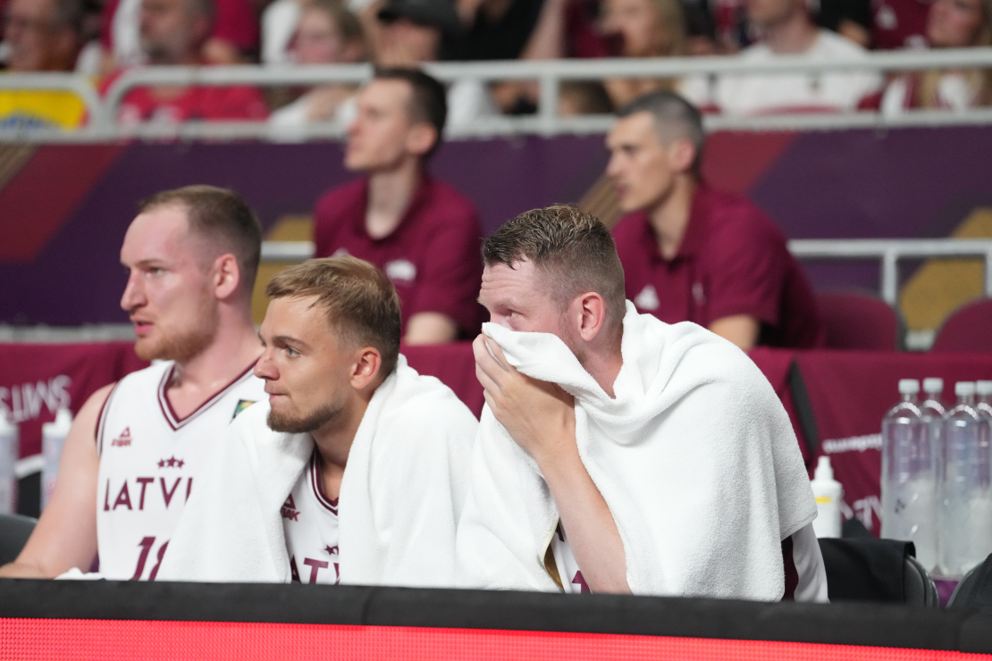 Olimpiskās kvalifikācijas turnīra finālspēle basketbolā vīriešiem starp Latvijas un Brazīlijas valstsvienībām "Arēnā Rīga".
