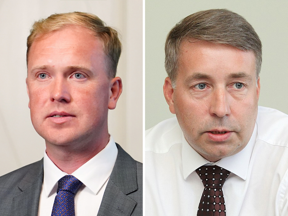 Ekonomikas ministrs Viktors Valainis un labklājības ministrs Uldis Augulis.