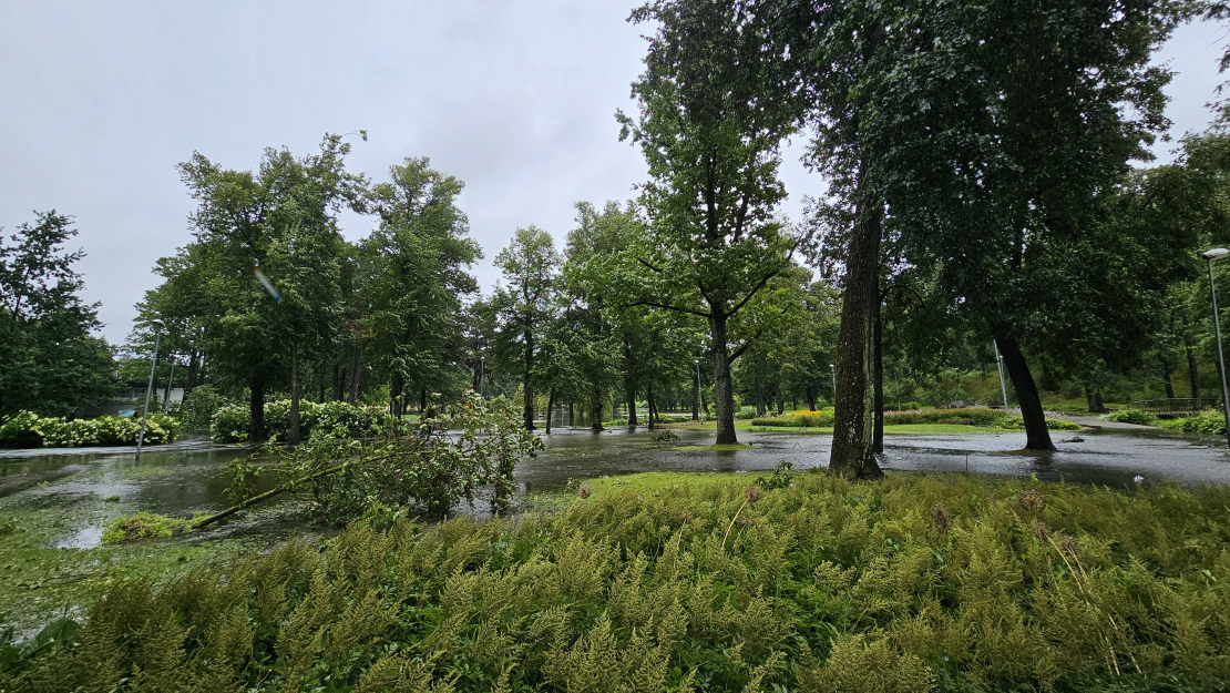 Arkādijas parks. Vētras sekas. Plūdi.