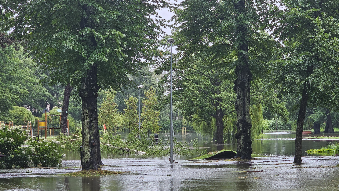 Arkādijas parks. Vētras sekas. Plūdi.