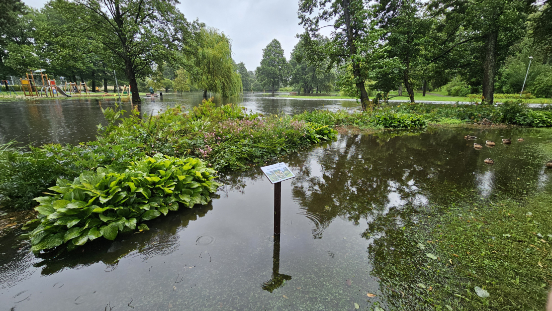 Arkādijas parks. Vētras sekas. Plūdi.
