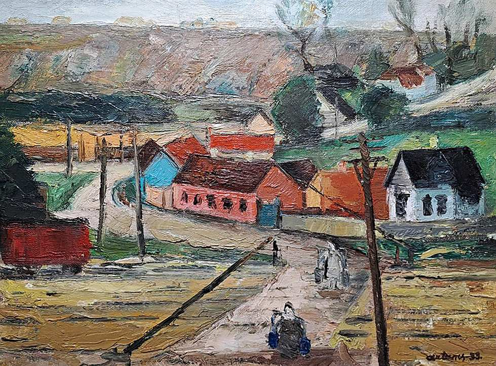 Ansis Artums "Ainava" (1933, audek., eļļa, 49,8 x 69).