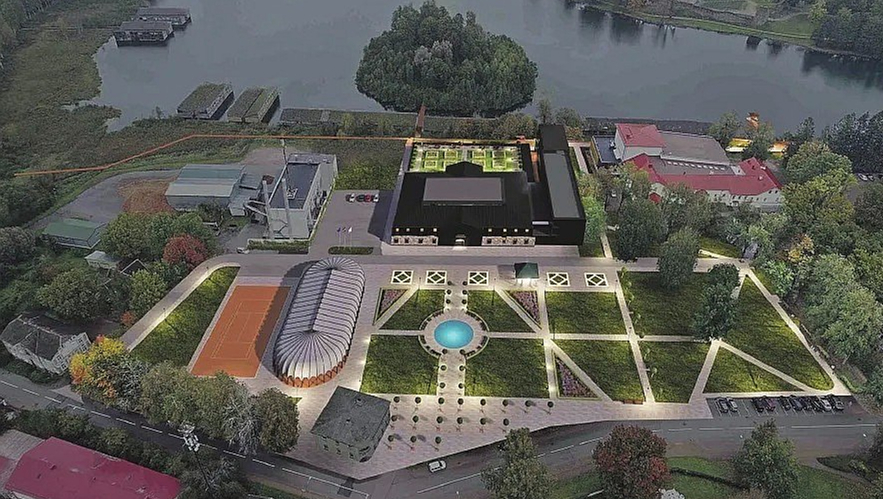 Skats no Alūksnes baznīcas torņa. Naktī, kad viss būs izbūvēts un projekts realizēts.