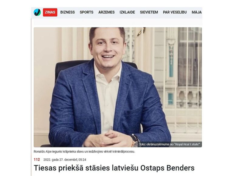 Ronalda Alpes krāpšanas metodes un to daudzums ļāva medijiem viņu salīdzināt ar grāmatu varoni blēdi Ostapu Benderu.