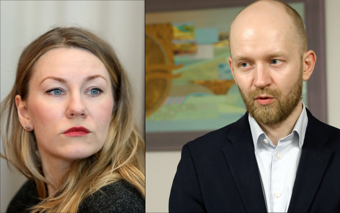 Zane Pūpola un Partijas "Progresīvie" līdzvadītājs, Saeimas deputāts Andris Šuvajevs.