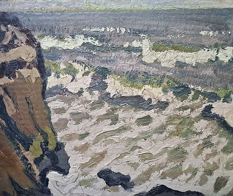 Johans Valters. "Vētra Baltijas jūrā/Vētraina jūra". Ap 1913, kart., e., 21 x 25 cm.