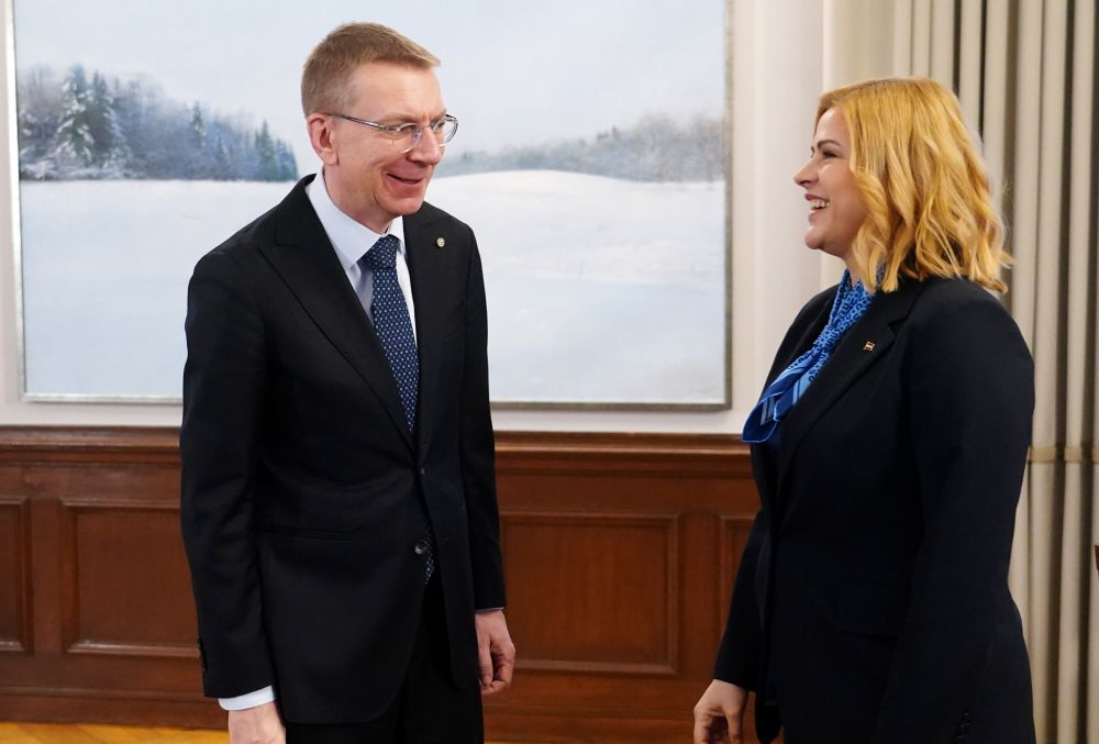 Valsts prezidents Edgars Rinkēvičs un Ministru prezidente Evika Siliņa.