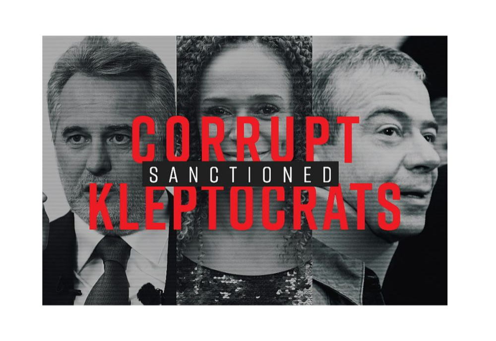 Korumpētie kleptokrāti – Aivars Lembergs, Izabella duš Santuša, Dmitrijs Firtašs – vēsta britu valdības lapa.