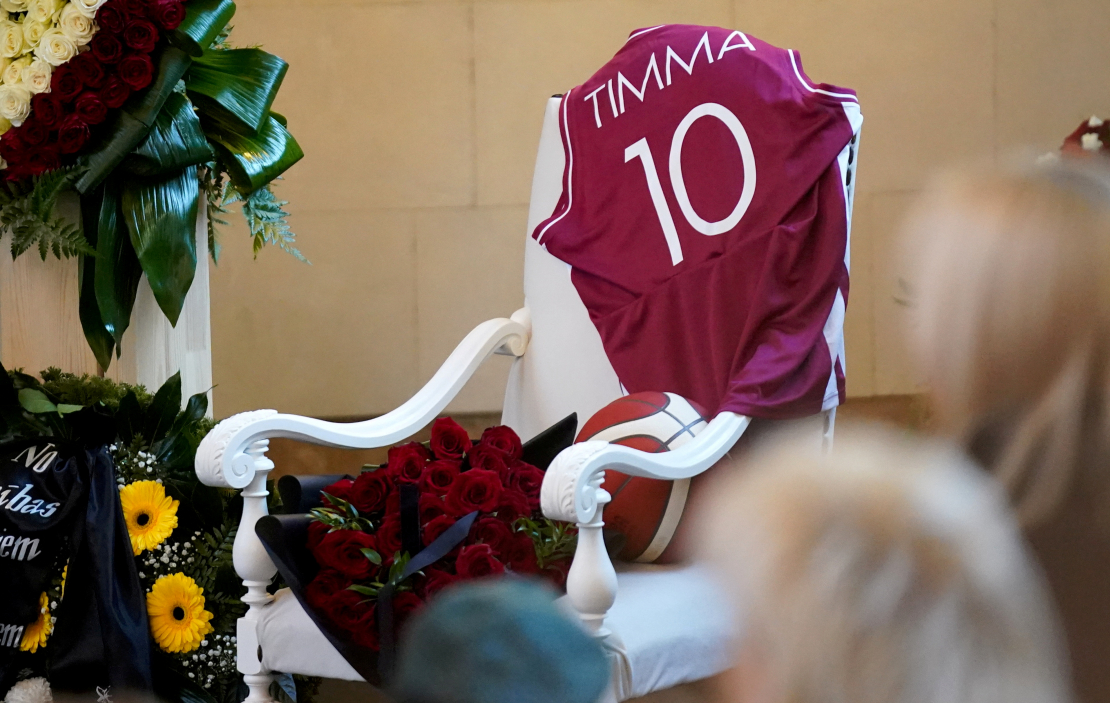 Atvadīšanās no basketbolista Jāņa Timmas.