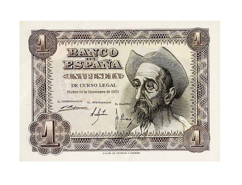 Dons Kihots uz Spānijas 1951. gada banknotes.