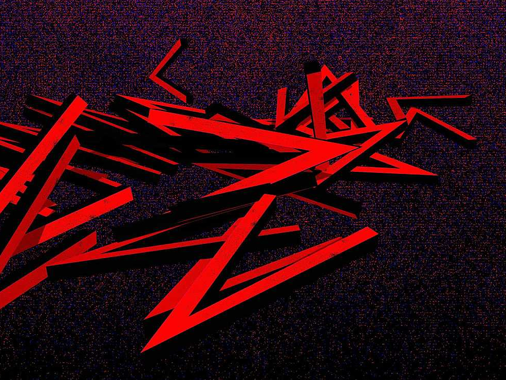 Bernārs Venē. "Sarkana glezna ar ģeneratīviem leņķiem 6." 2024. Audekls, akrils, UV tinte.