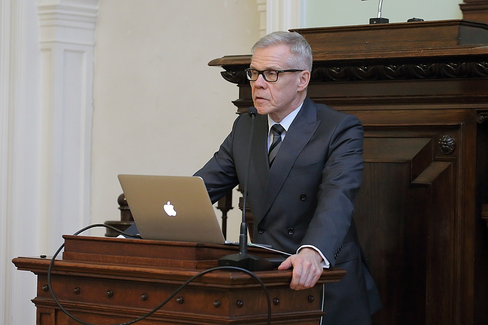 Turcijas Republikas vēstniecības rīkota konference Latvijas Universitātē.