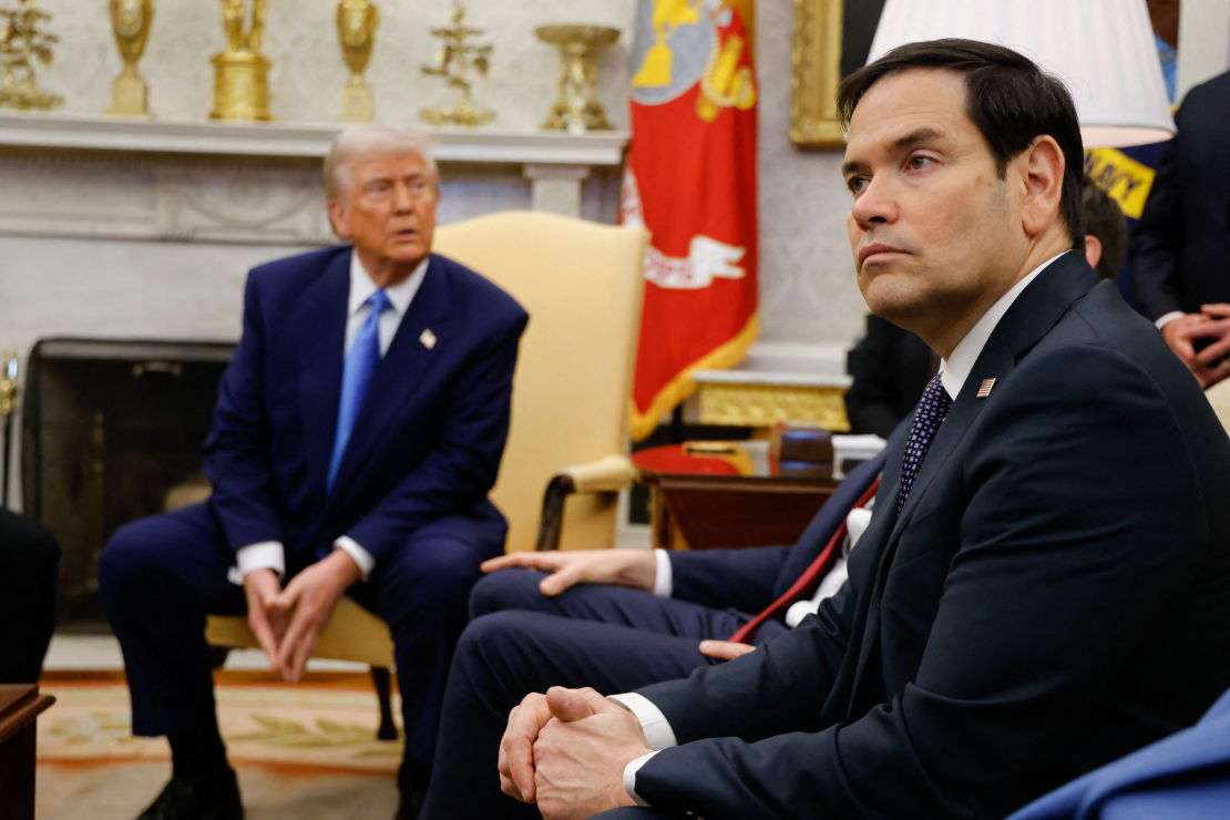 ASV valsts sekretārs Marko Rubio, Donalds Tramps. 