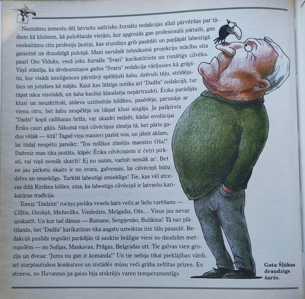 Ērika Oša karikatūra.
