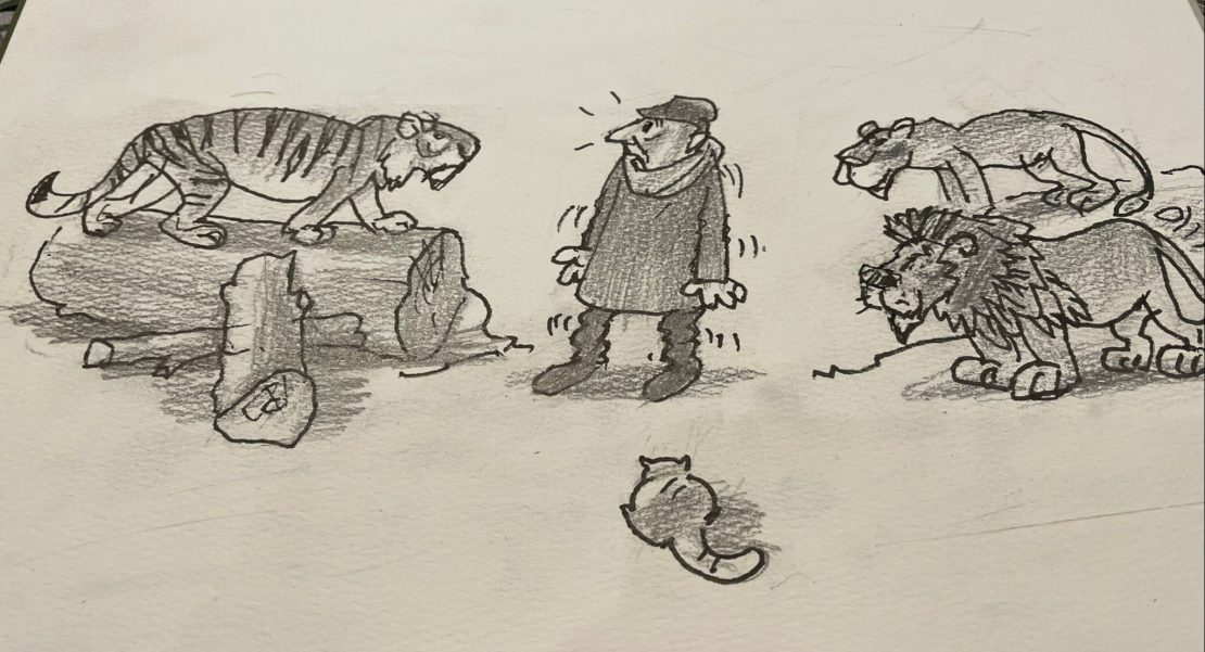 Ērika Oša karikatūra.