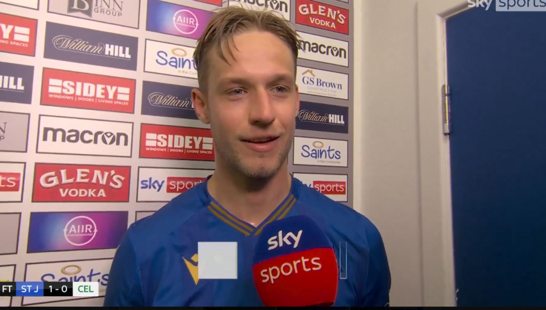 Latvijas aizsargs Daniels Balodis pēcspēles intervijā kanālam Sky Sports.