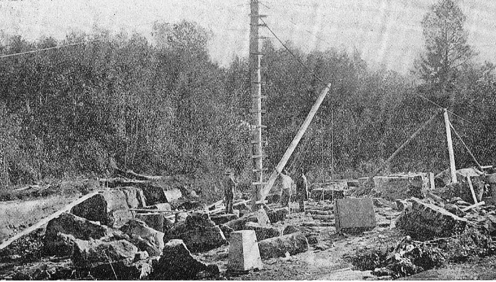 Šūnakmens bluķu ieguve Allažos 1925. gadā.