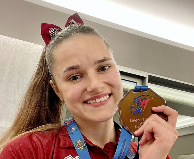 Inese Tarvida pēc Eiropas čempionāta bronzas iegūšanas 2021. gadā.