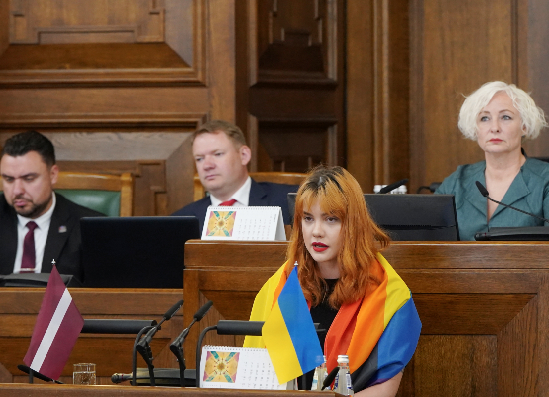 Saeimas deputāte Selma Teodora Levrence Saeimas pavasara sesijas noslēguma sēdē.