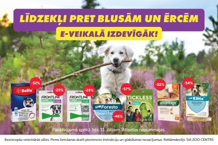 Populārāko mājdzīvnieku pretparazītu līdzekļi.